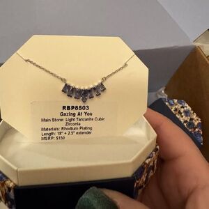 Bomb Party Necklace RBP8503 "Gazing at You" Light Tanzanite Cubic Zircon on Gold